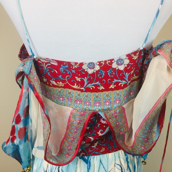 TRACY REESE Plenty Bohemian Silk Beaded Open Back Dress 4 SMALL Vintage 90s - Picture 10 of 13